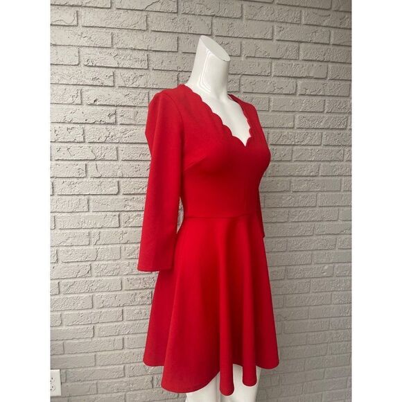 B. Darlin Fit and Flare Red Scallop Neckline Dress Size 5/6 juniors - Picture 2 of 8